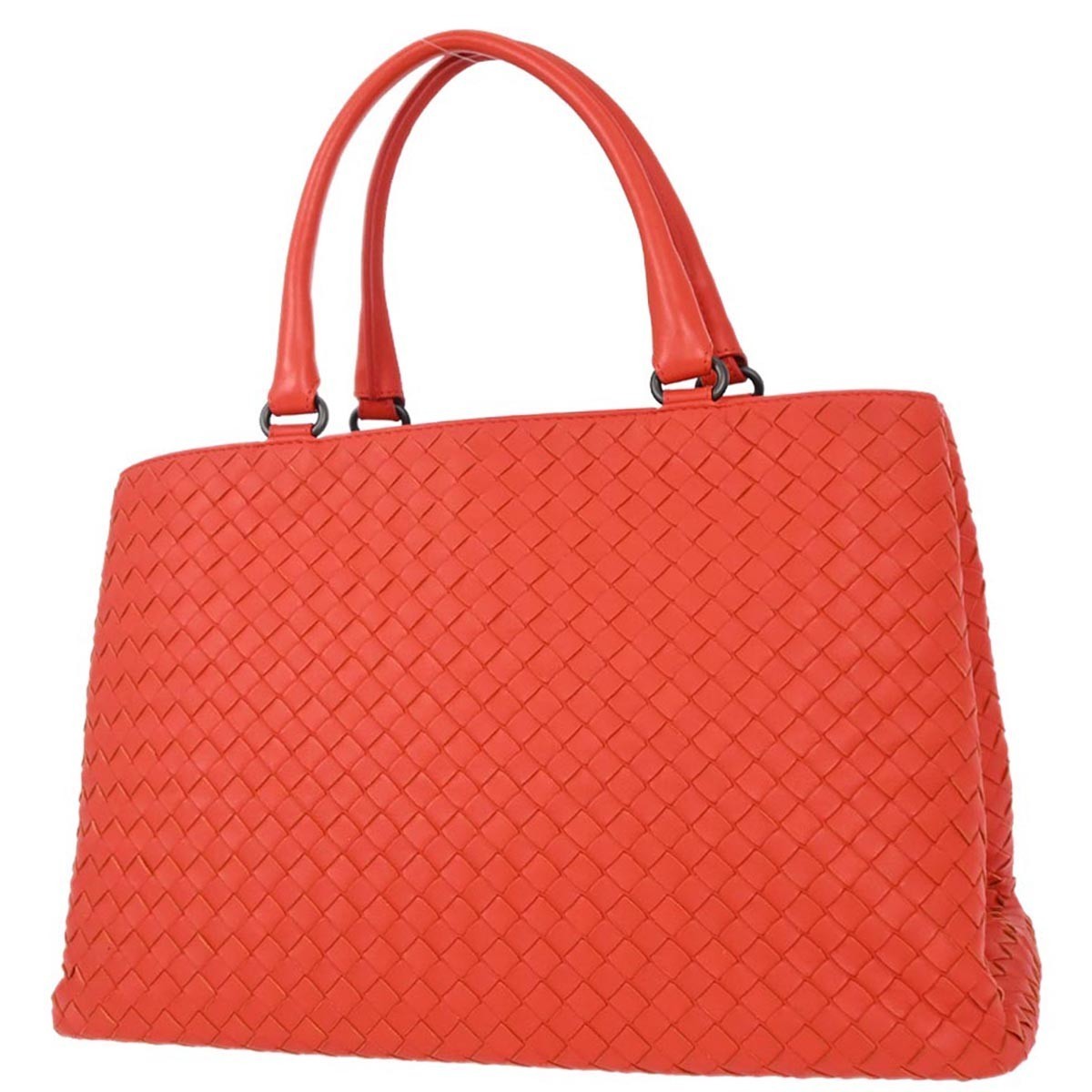 Bottega Veneta Red Lambskin Intrecciato Tote Bag