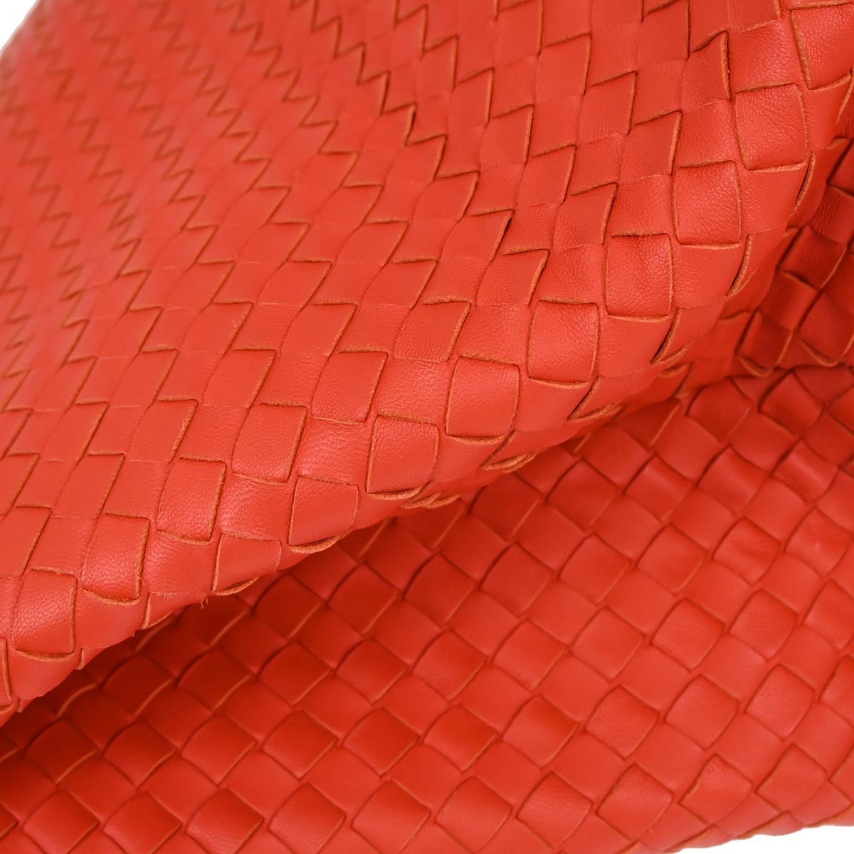 Bottega Veneta Red Lambskin Intrecciato Tote Bag