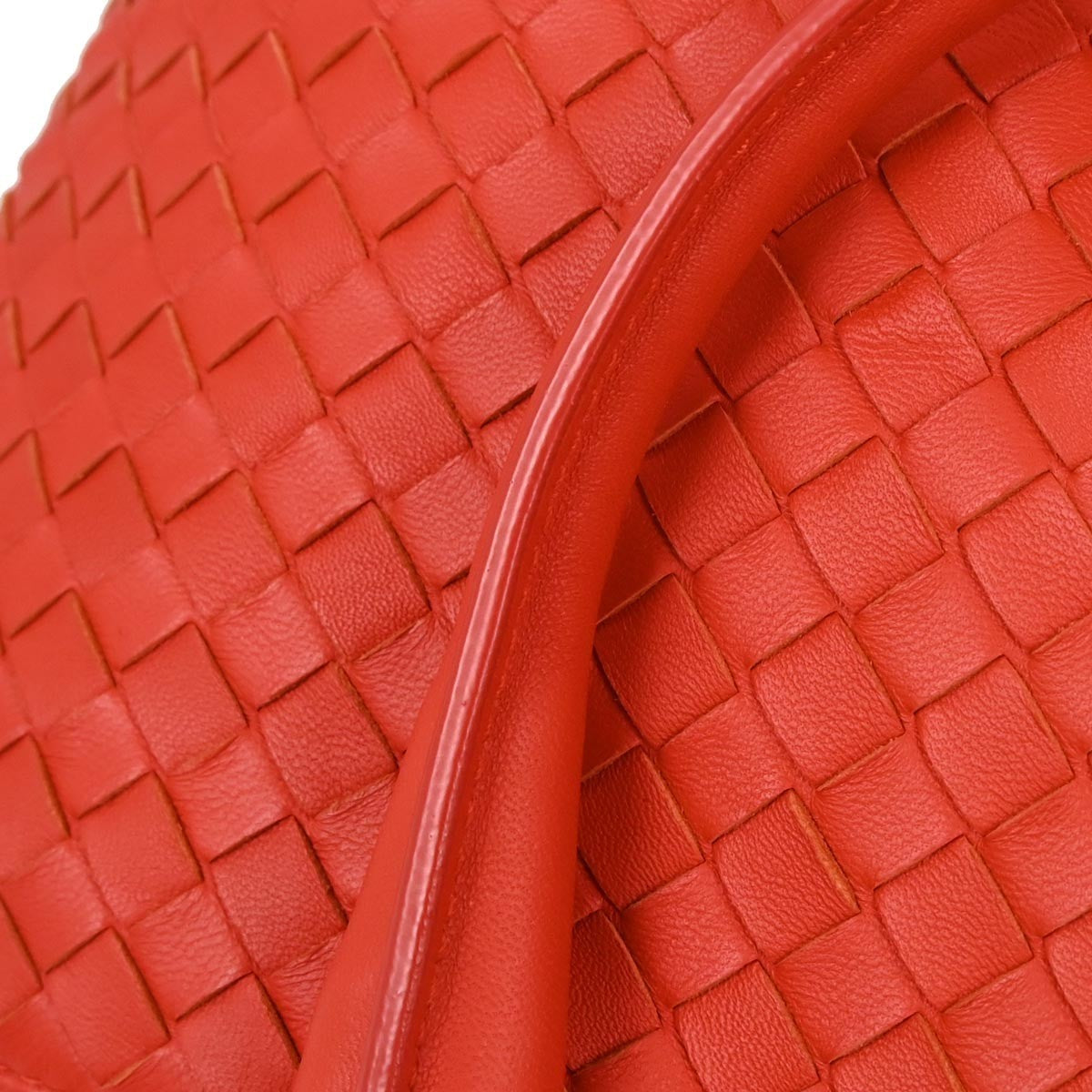 Bottega Veneta Red Lambskin Intrecciato Tote Bag