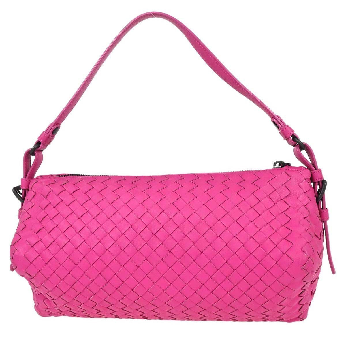 Bottega Veneta Pink Lambskin Intrecciato Handbag