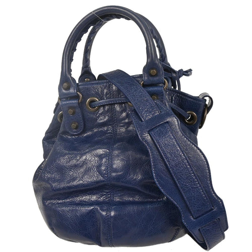 Balenciaga Blue Classic Mini Pompon 2way Handbag