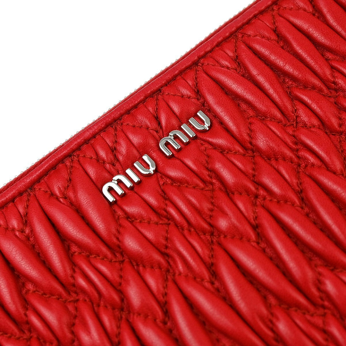 Miu Miu Red Lambskin Matelasse Crossbody Bag