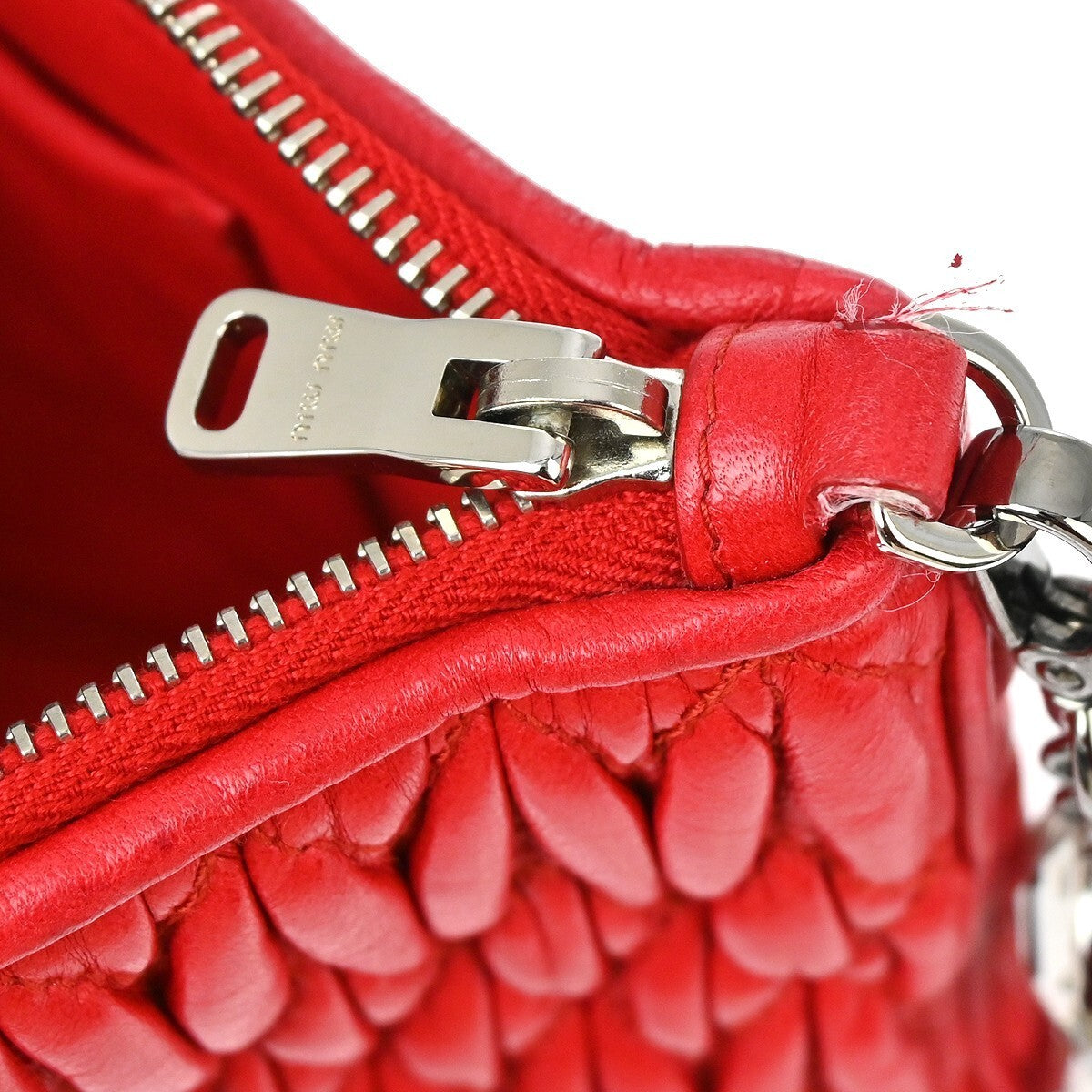 Miu Miu Red Lambskin Matelasse Crossbody Bag