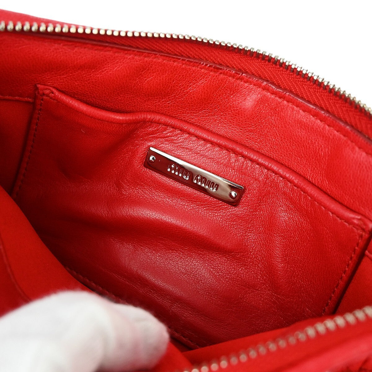Miu Miu Red Lambskin Matelasse Crossbody Bag